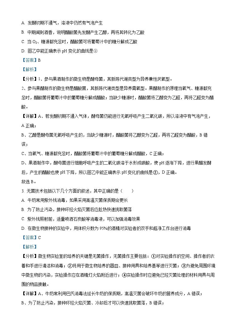 安徽省合肥市庐江县2023-2024学年高二下学期期中考试生物试卷（Word版附解析）02