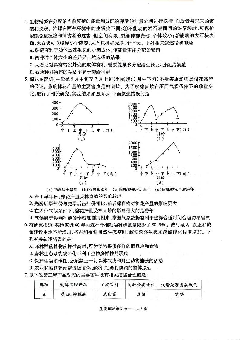 辽宁省部分学校2023-2024学年高二下学期4月月考生物试卷第2页