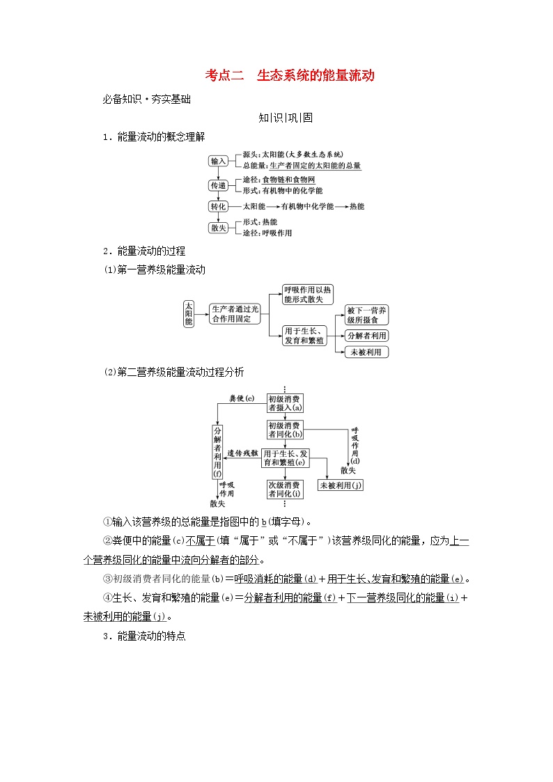 2025版高考生物一轮总复习教案选择性必修2第九单元生物与环境第三讲生态系统的结构与能量流动考点二生态系统的能量流动