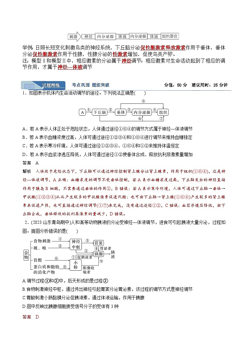 考点通关卷29 动物生命活动调节的综合(解析版)第2页