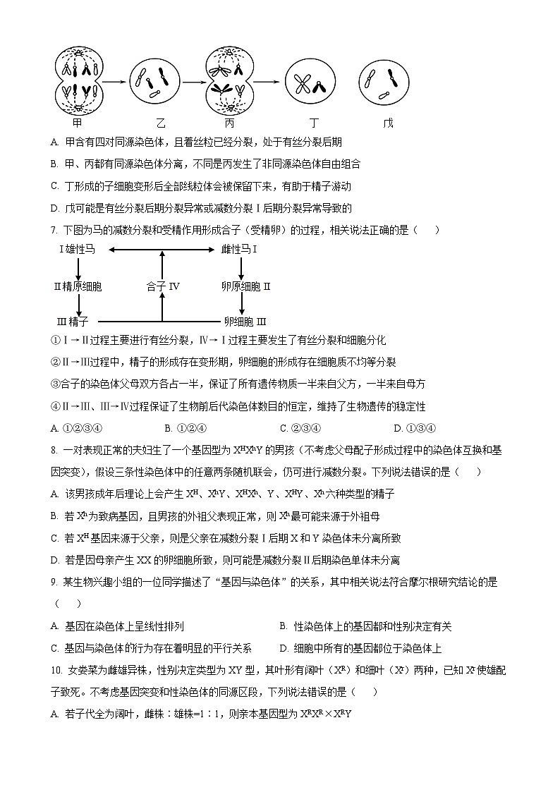 山东省菏泽市牡丹区第一中学2023-2024学年高一下学期第二次月考生物试题(原卷版)第2页