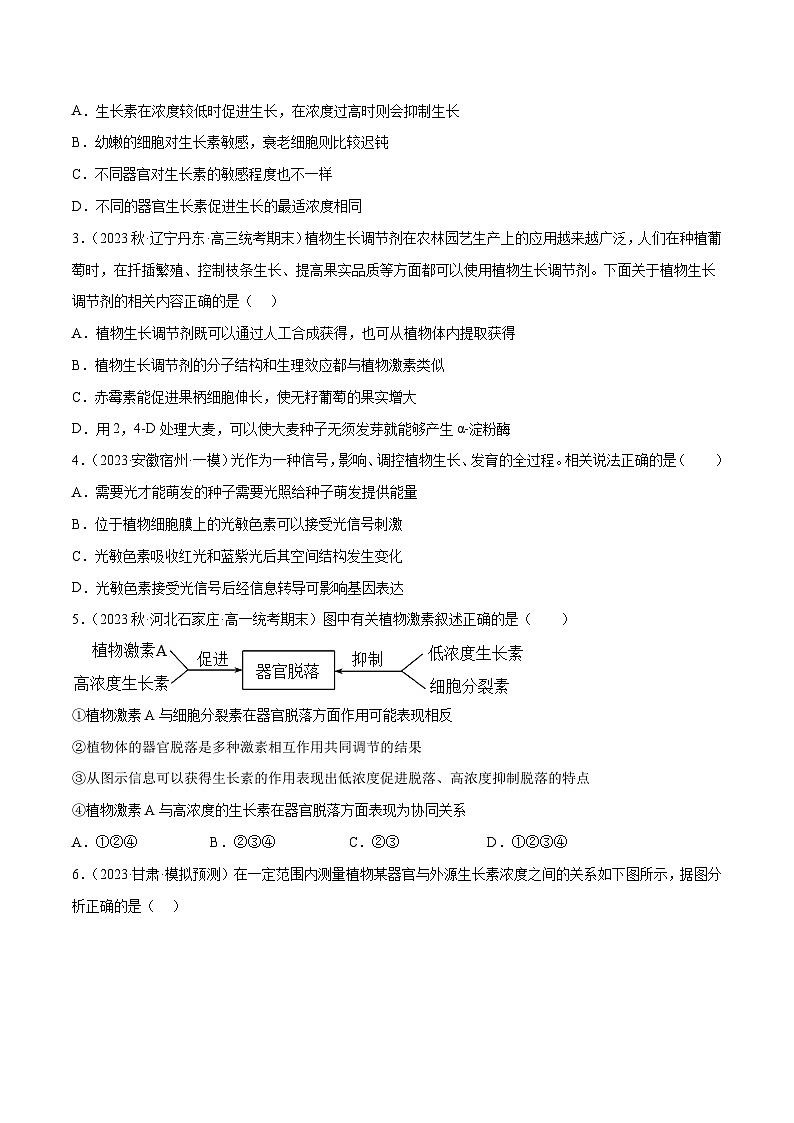 专题卷08 植物生命活动调节-【小题小卷】冲刺最新高考生物小题限时集训(新高考专用)02