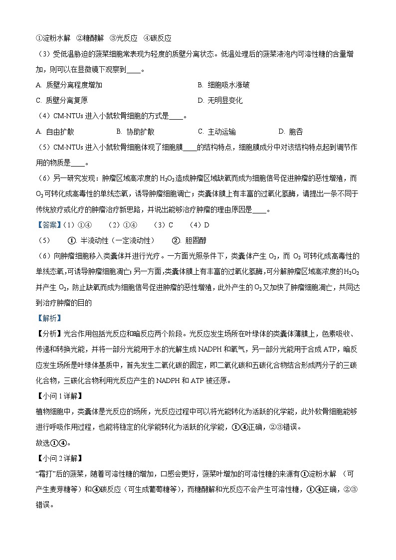 上海市浦东新区华东师范大学第二附属中学2023-2024学年高一下学期4月期中生物试题(解析版)第2页
