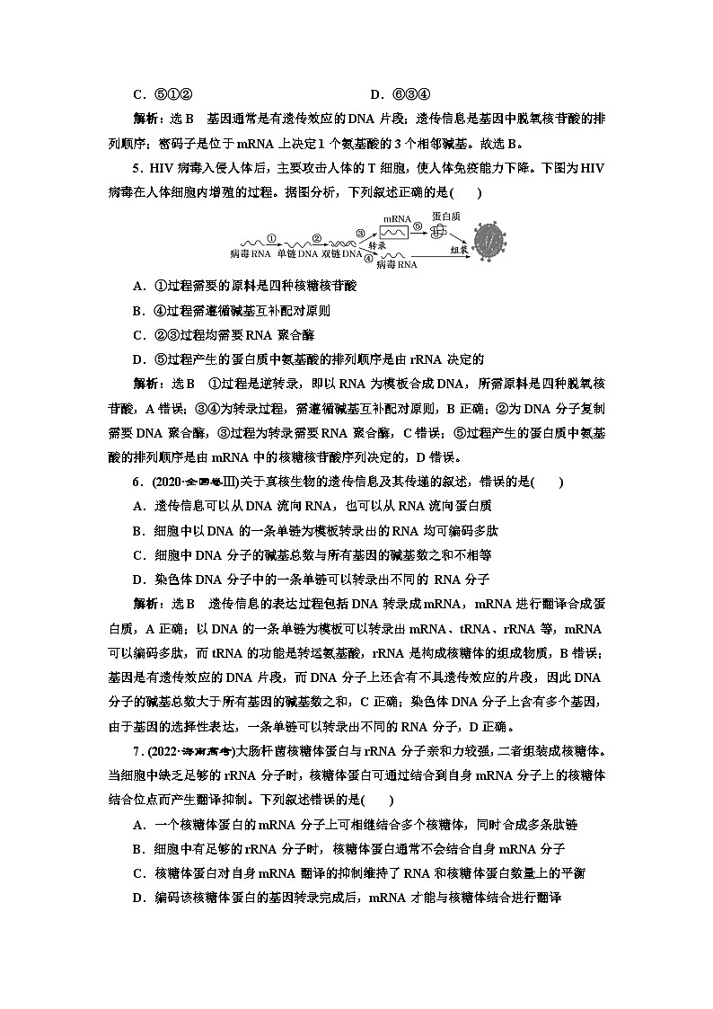 人教版高中生物必修2課時(shí)跟蹤檢測(十三)基因指導(dǎo)蛋白質(zhì)的合成含答案第2頁