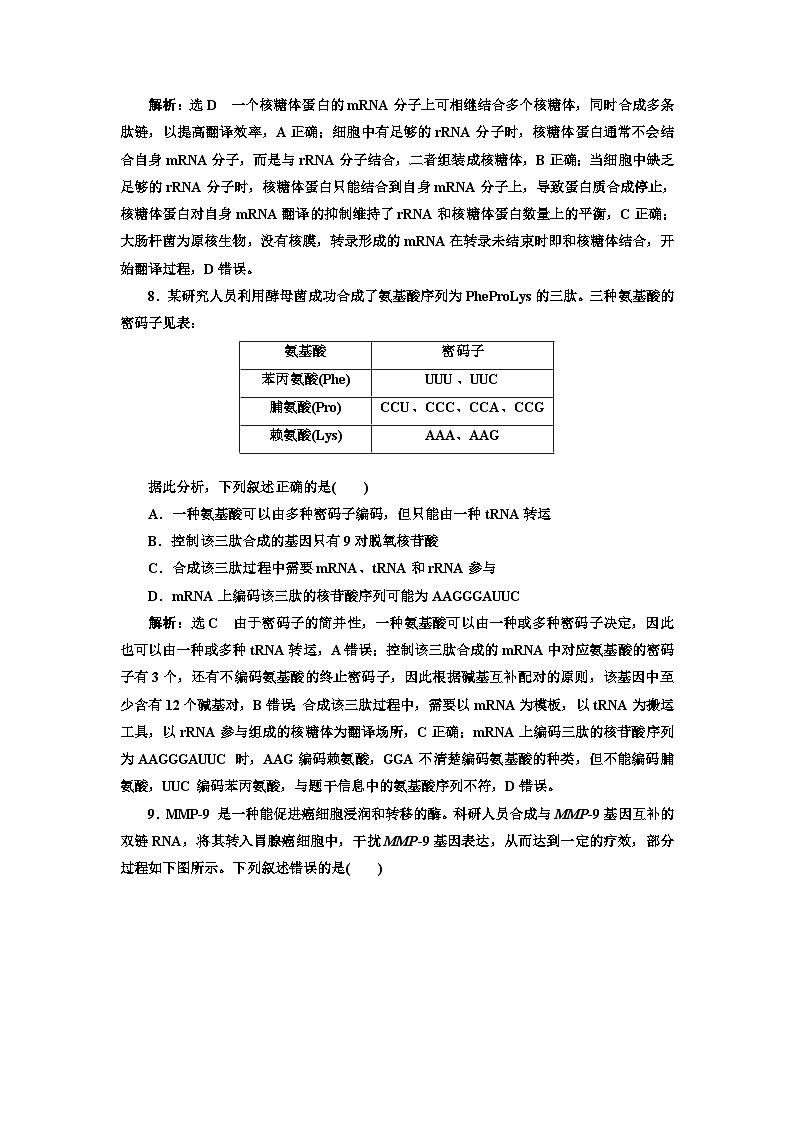 人教版高中生物必修2課時(shí)跟蹤檢測(十三)基因指導(dǎo)蛋白質(zhì)的合成含答案第3頁