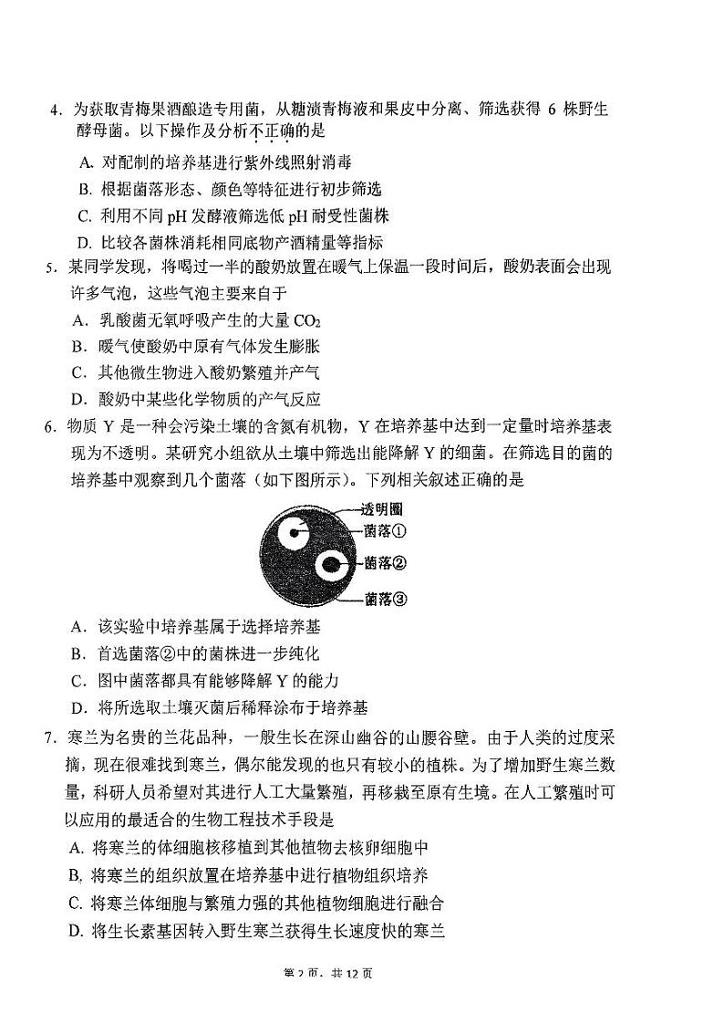 北京市西城区第八中学2023-2024学年高二下学期期中考试生物试题02