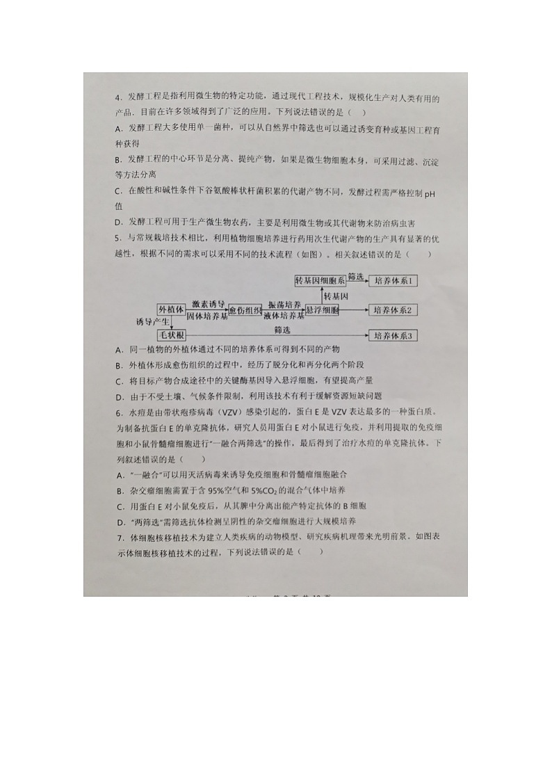 河北省邯郸市永年区第二中学2023-2024学年高二下学期期中考试生物试卷第2页
