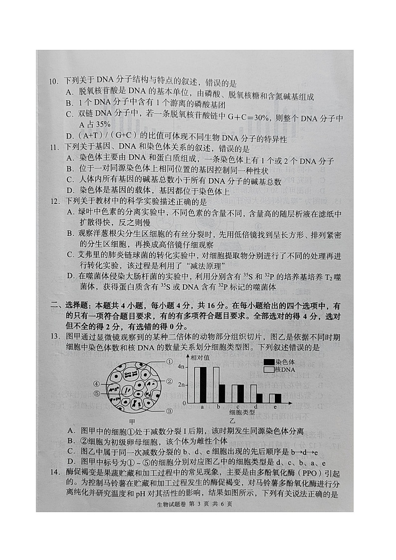 湖南省湖湘教育三新探索协作体2023-2024学年高一下学期4月期中生物试题03