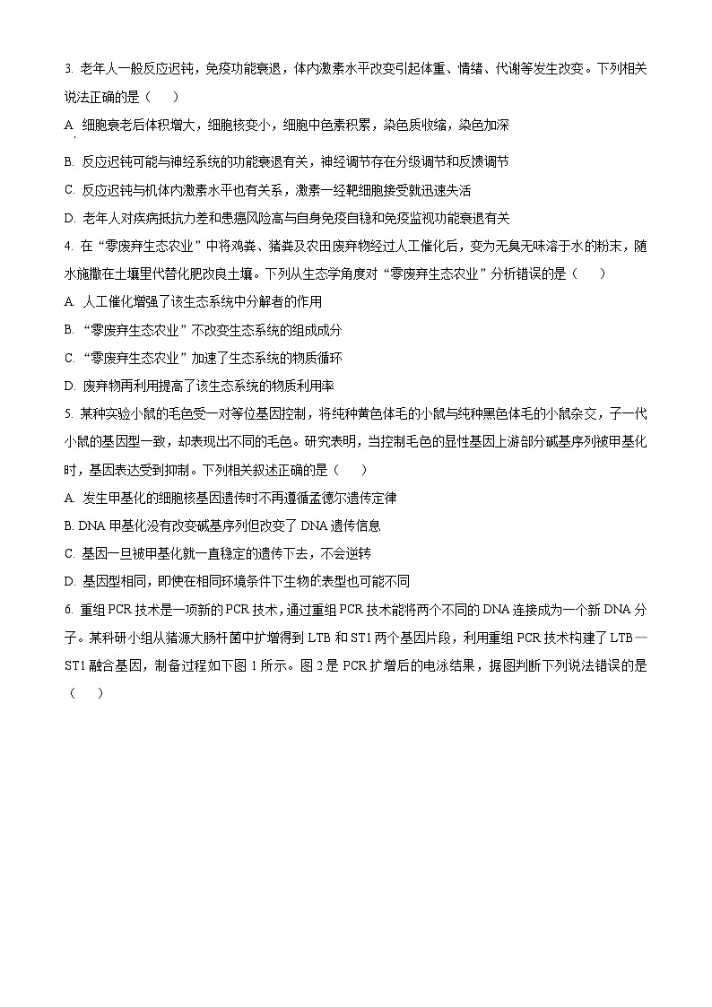 2024曲靖高三上学期第一次教学质量监测(一模)生物试题含解析02