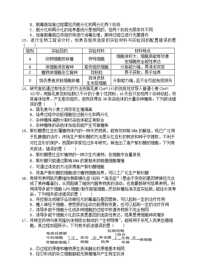 2024南充阆中中学高二下学期期中考试生物含答案03