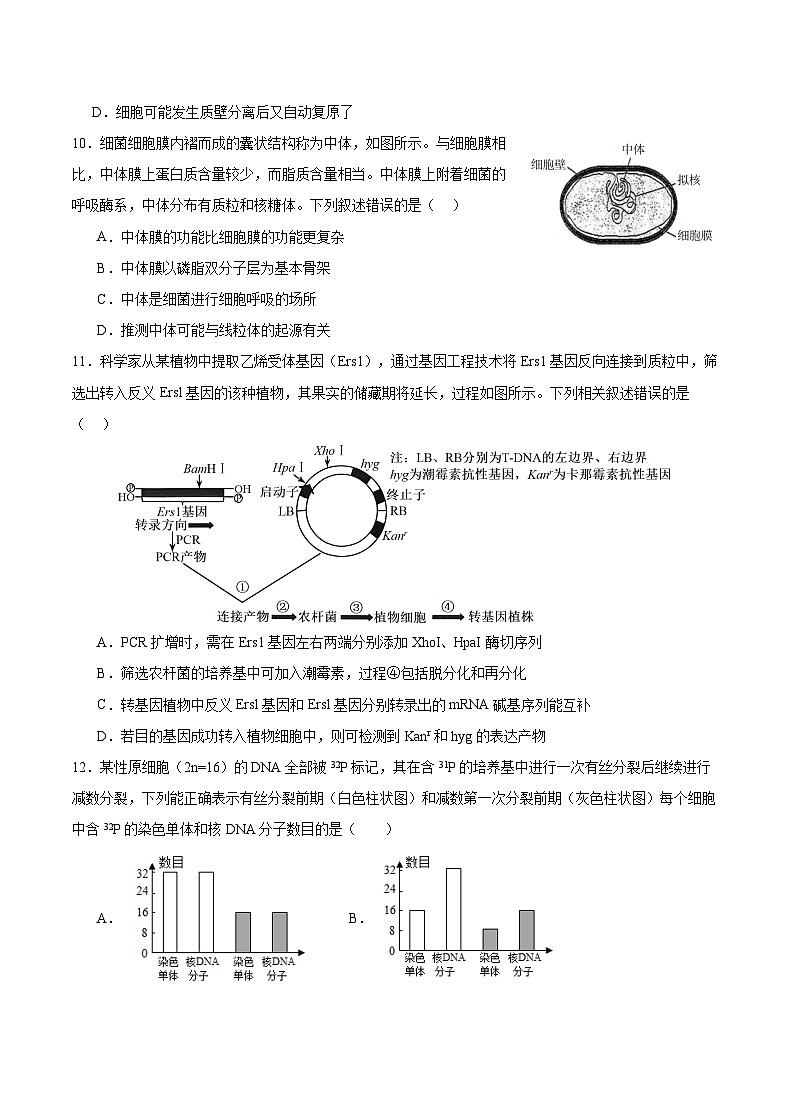 重庆市乌江新高考协作体2024届高三下学期模拟监测(一)生物03