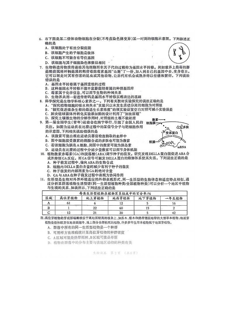 2024届广西高考第二次联合模拟考生物试题第2页