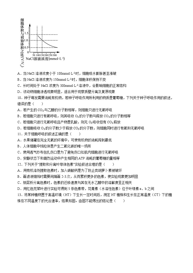 2024浙江省A9协作体高一下学期4月期中生物试题含答案第3页