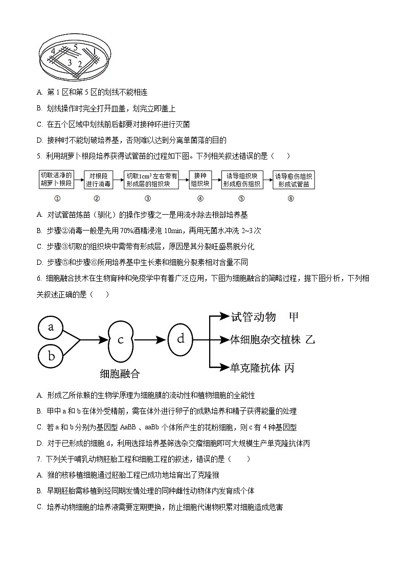 江苏省徐州市沛县2023-2024学年高二下学期4月期中生物试题(原卷版)第2页