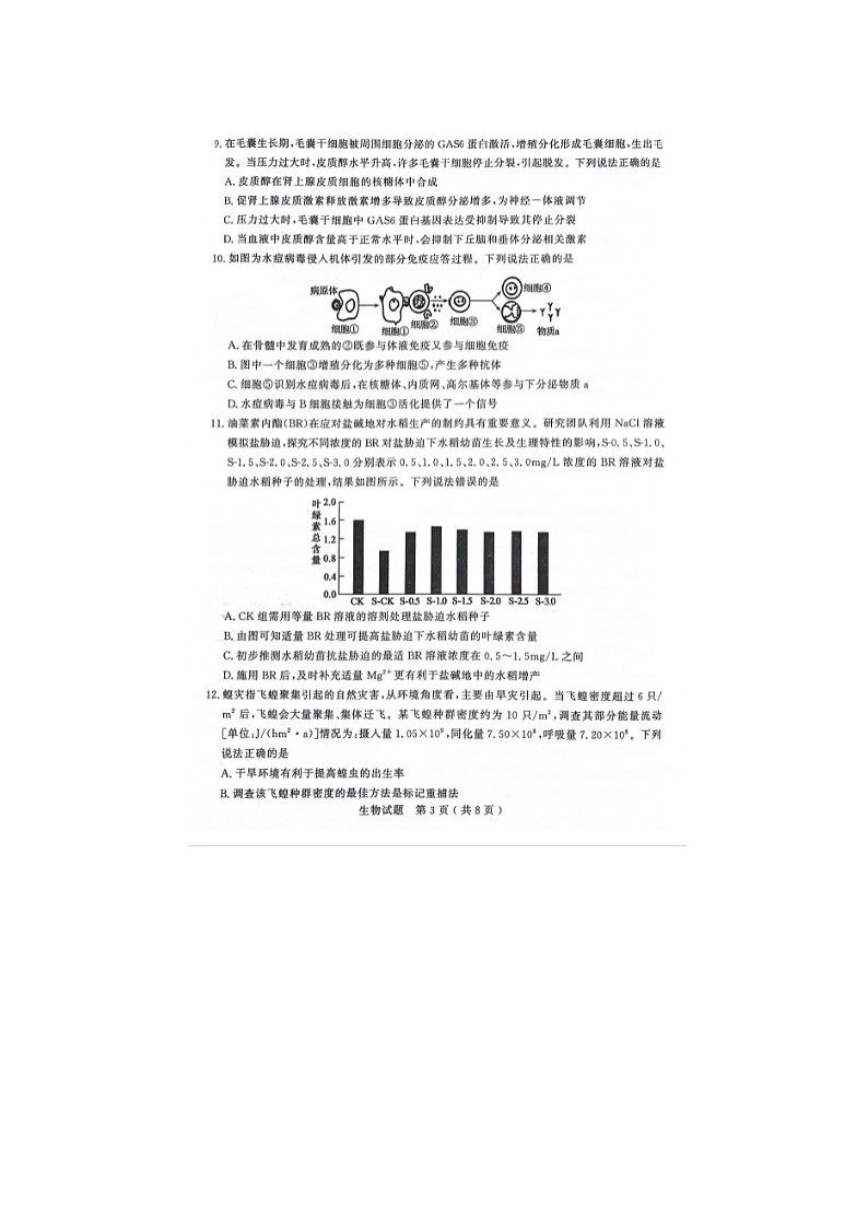 2024届山东省济宁市高三上学期生物期末试题第3页