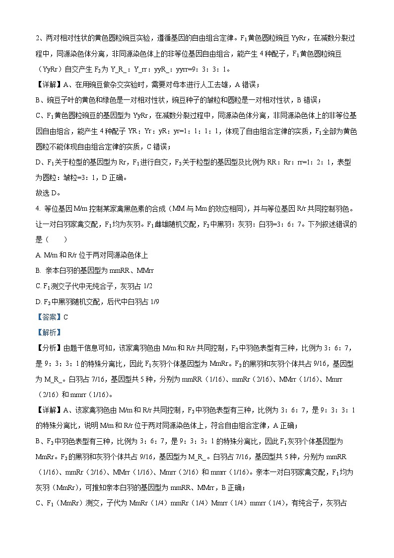 河北省邯郸市2023-2024学年高一下学期4月期中联考生物试题(原卷版+解析版)03