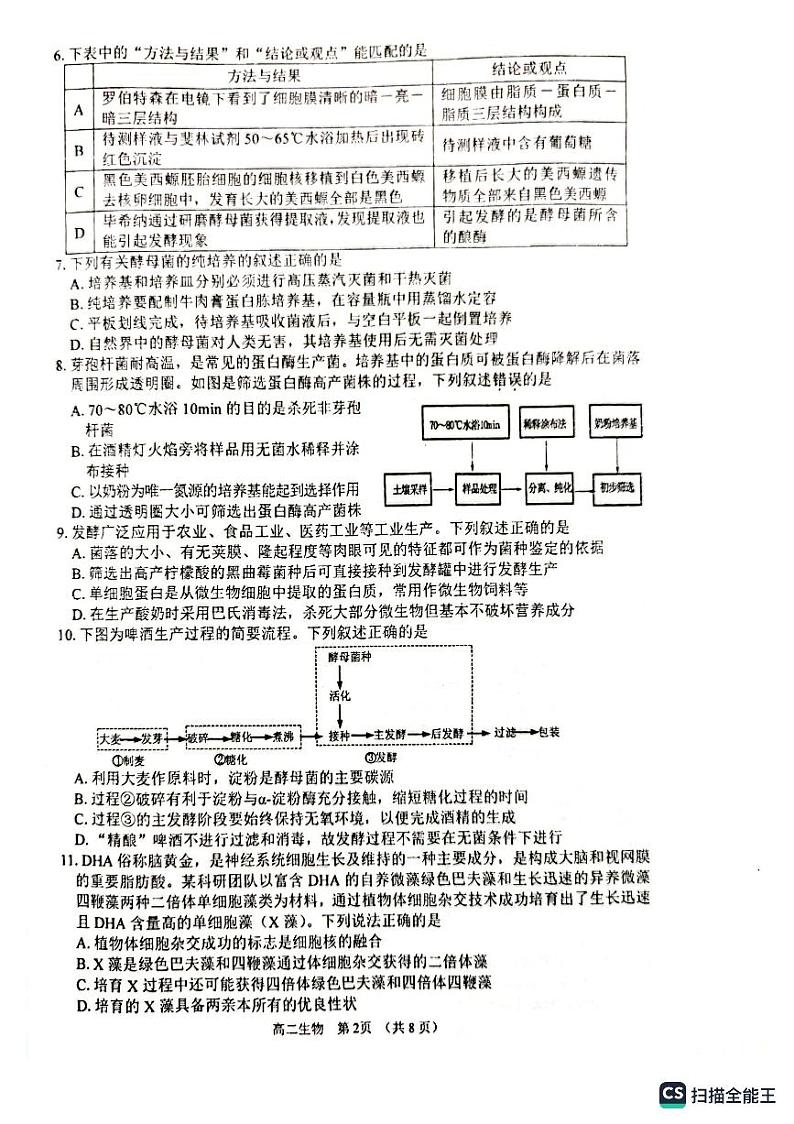 江苏省泰州市靖江市靖江高级中学2023-2024学年高二下学期4月期中生物试题第2页