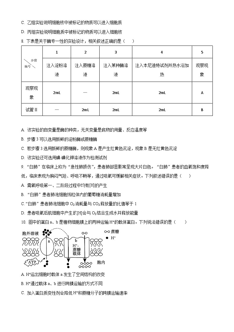 浙江省环大罗山联盟2023-2024学年高一下学期4月期中生物试题(原卷版+解析版)03