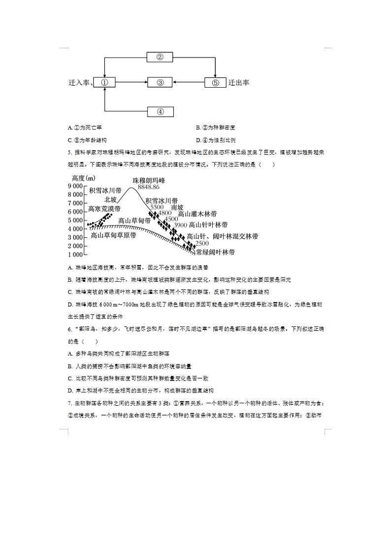 2023届江西省上饶市上饶艺术学校高二下学期生物第一次月考试题第2页