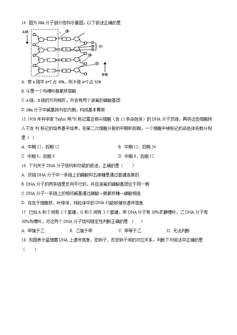 北京市第五十五中学2023-2024学年高一下学期期中考试生物试题(原卷版+解析版)03