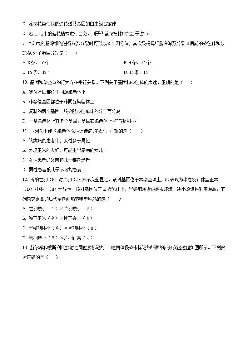 广东省梅州市宪梓中学2023-2024学年高一下学期期中联考生物试卷(原卷版+解析版)03