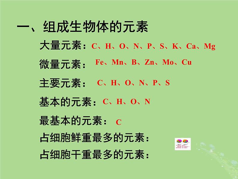 2024年同步备课高中生物1.1细胞中的元素和无机化合物课件苏教版必修102