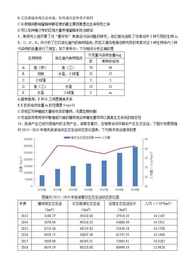 湖北省云学名校新高考联盟2023-2024学年高二下学期期中联考生物试卷(Word版附答案)03
