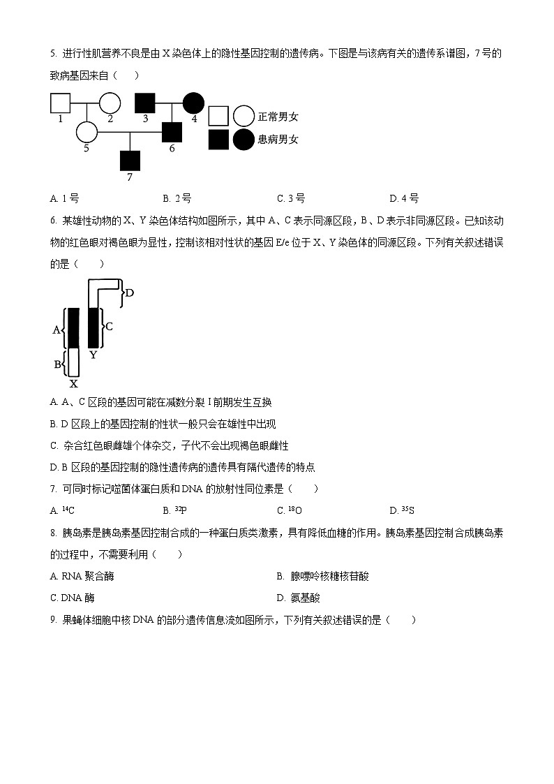 福建省龙岩市龙岩非一级达标校2023-2024学年高一下学期4月期中生物试题(原卷版)第2页