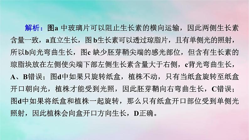 2025版新教材高中生物第5章植物生命活动的调节微专题3胚芽鞘生长情况分析和生长素相关的实验设计课件新人教版选择性必修107