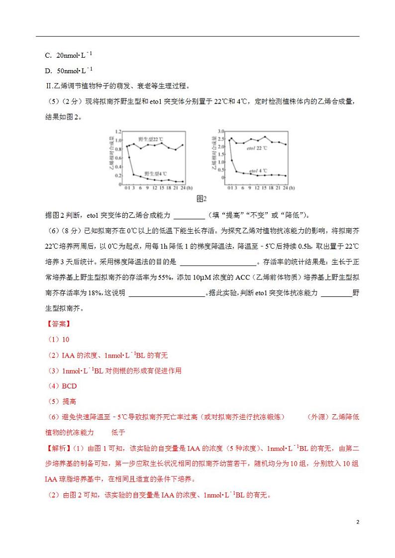 2024年高考押题预测卷—生物(上海卷02)(解析版)第2页