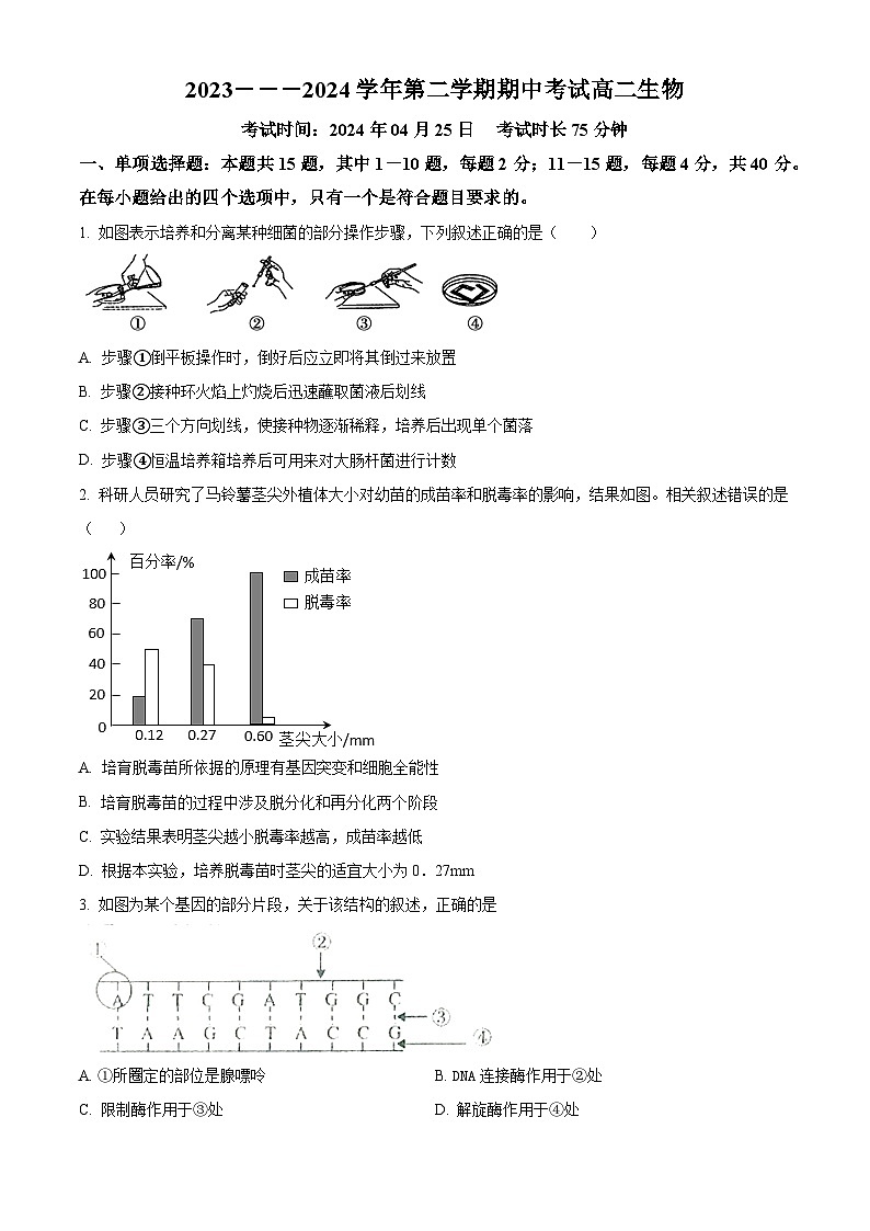 福建省厦门市湖滨中学2023-2024学年高二下学期期中考试生物试题(原卷版+解析版)01