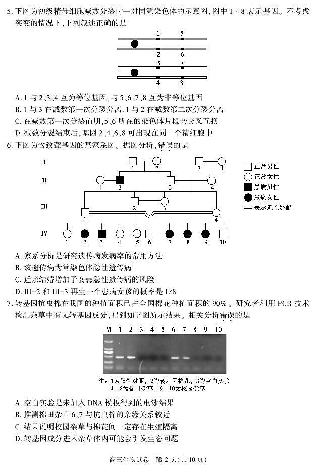 2022北京市朝阳区高三上学期期末生物试卷及答案02