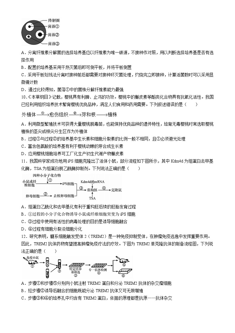 2024清远高二下学期期中联考试题生物含解析第3页