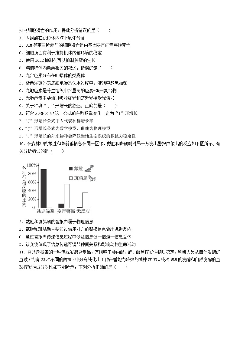 2024届广东省湛江市高三一模生物试题03