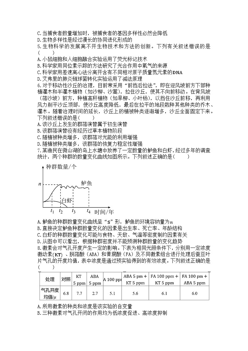 2024屆衡水金卷高三下學(xué)期先享卷（二）生物試卷第2頁