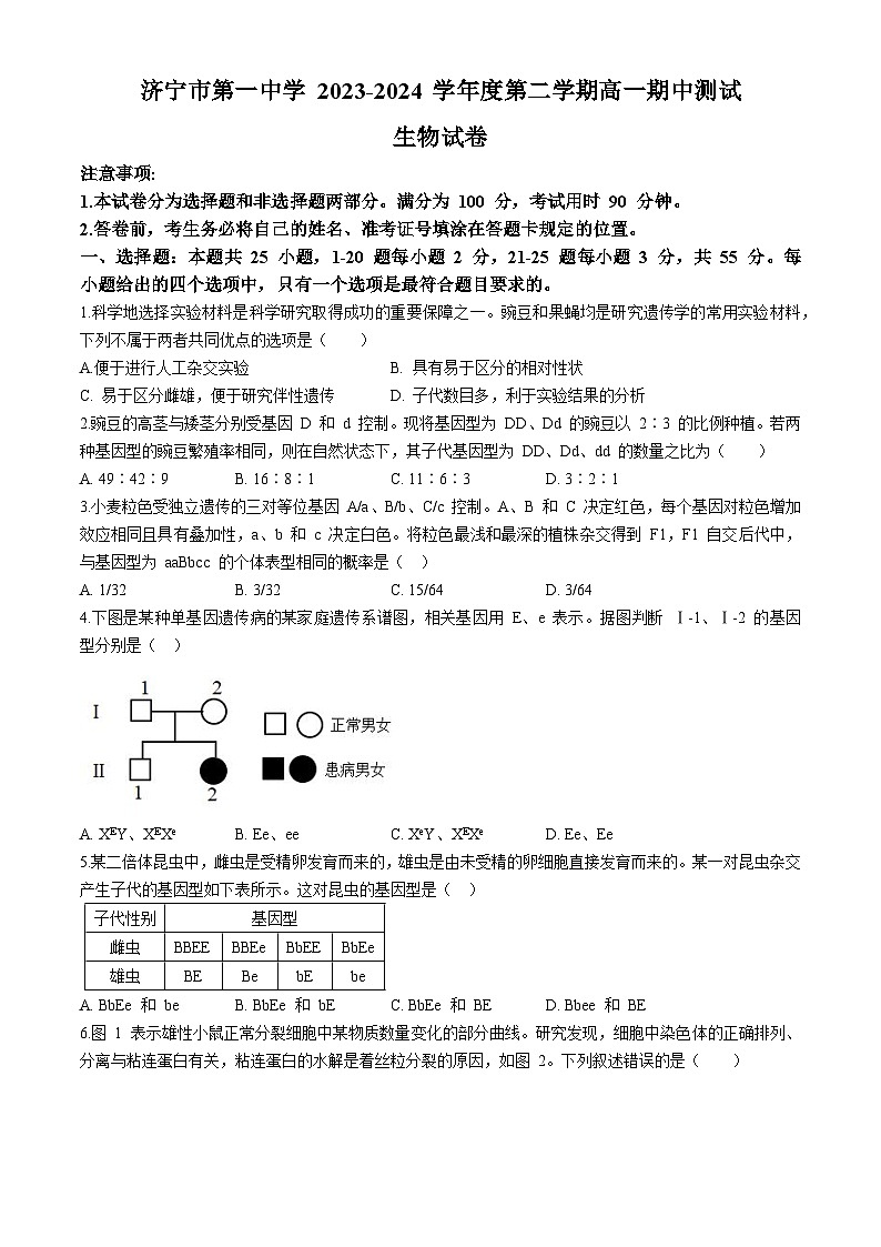 2024济宁一中高一下学期5月期中考试生物含答案01