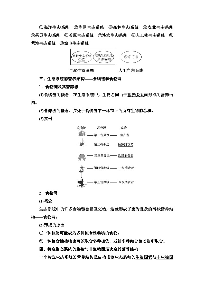 苏教版高中生物选择性必修第二册第3章第1节生态系统的结构学案第2页