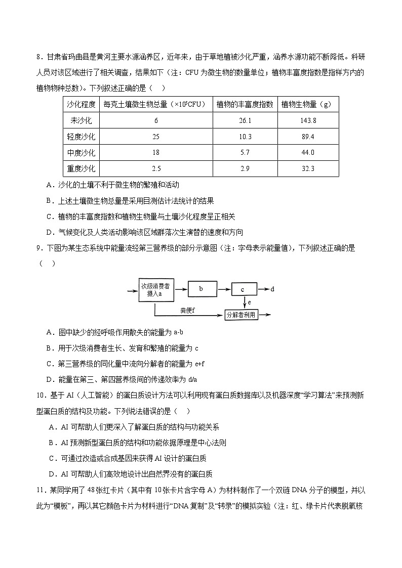2024年高考生物考前冲刺卷03——山东适用(原卷版)03