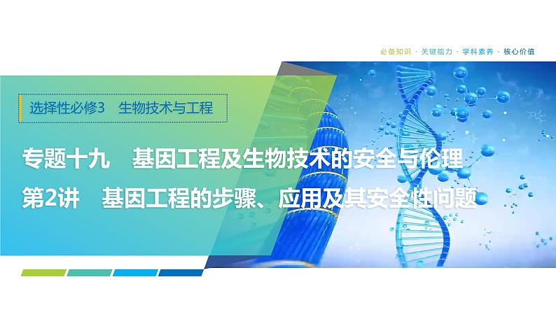 2025届高考 一轮复习 浙科版 基因工程的步骤、应用及其安全性问题 课件(浙江版)第1页