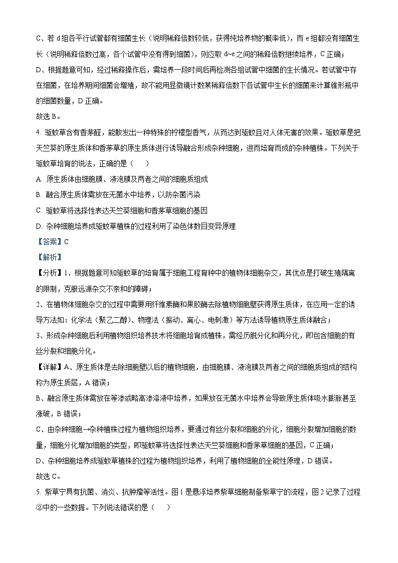 山东省烟台市2023-2024学年高二下学期4月期中生物试题(原卷版+解析版)03