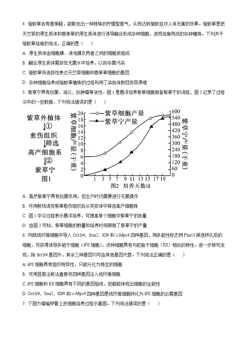 山东省烟台市2023-2024学年高二下学期4月期中生物试题(原卷版+解析版)02