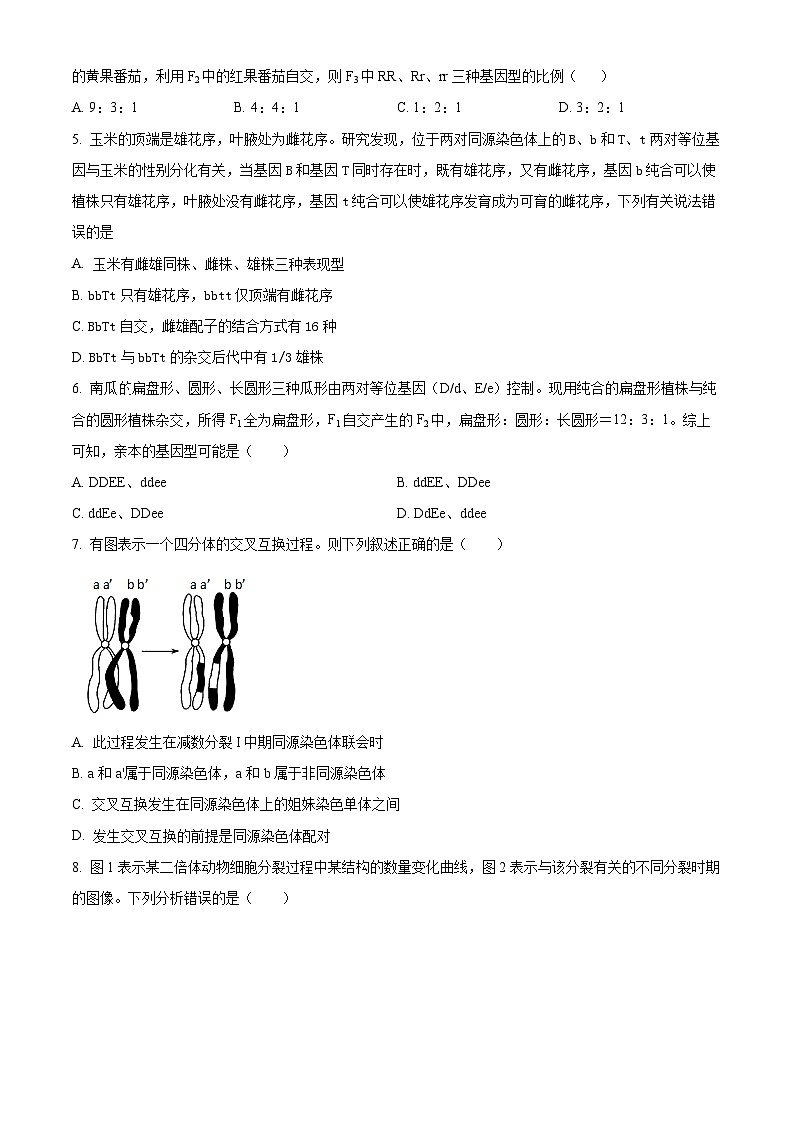 甘肃省武威市天祝一中、民勤一中2023-2024学年高一下学期5月期中联考生物试题(原卷版)第2页
