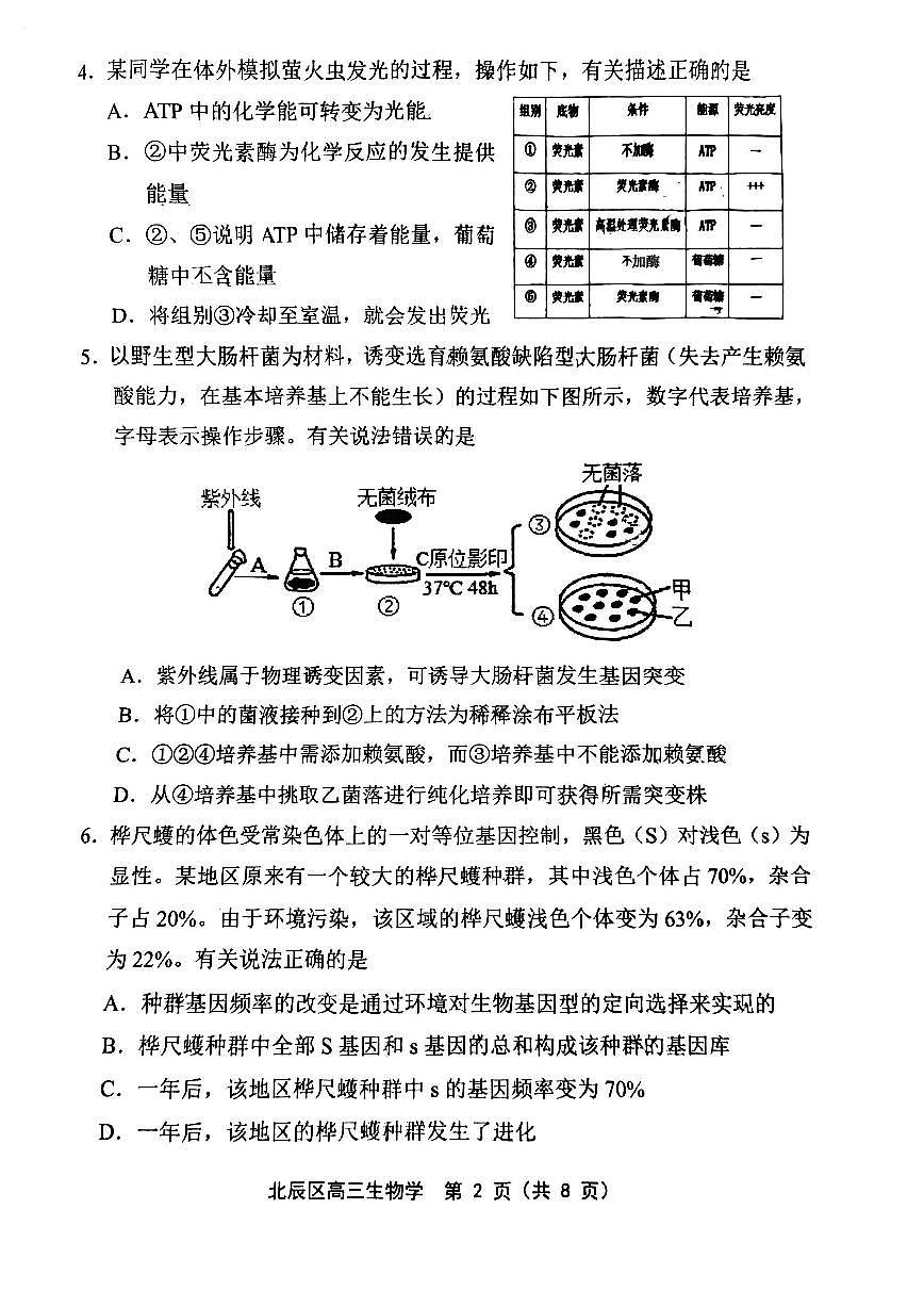 2024屆天津市北辰區(qū)高三三模生物試題第2頁