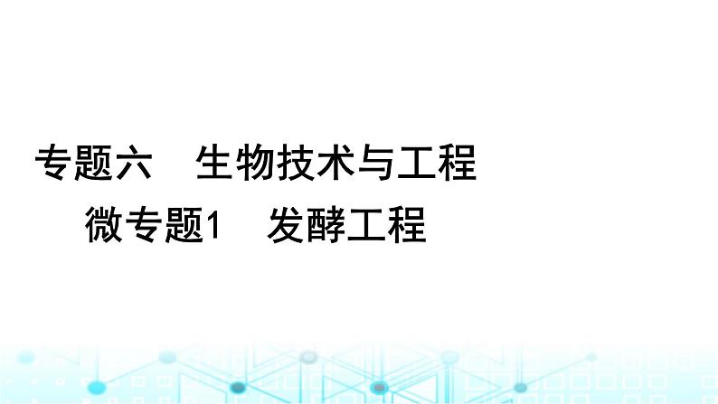 2024届高考生物考前冲刺素能提升6生物技术与工程微专题1发酵工程课件01