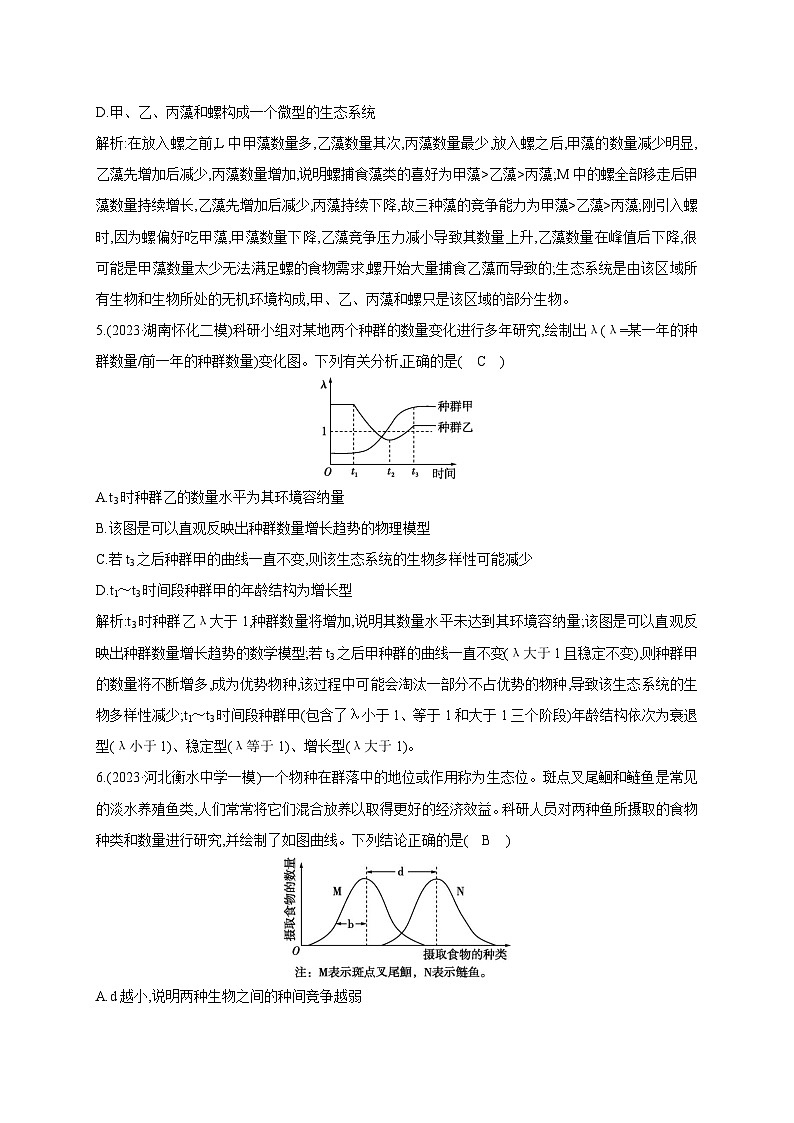 2024届高考生物考前冲刺素能提升突破练5生态微专题1种群和群落含答案第3页