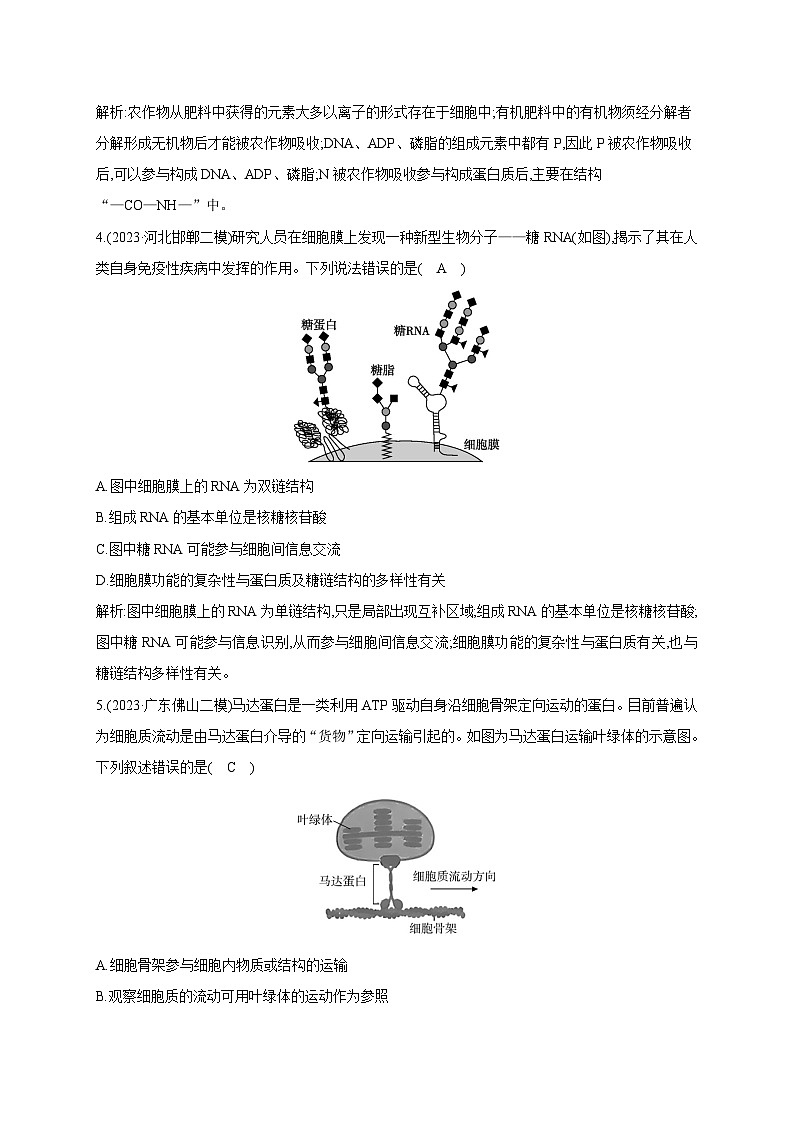 2024届高考生物考前冲刺综合限时练素能提升专题1细胞含答案第2页