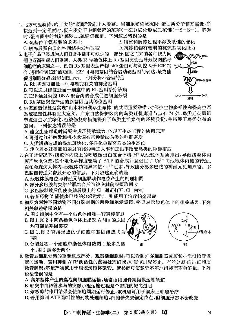 2024年辽宁高考生物学冲刺押题卷(二)第2页