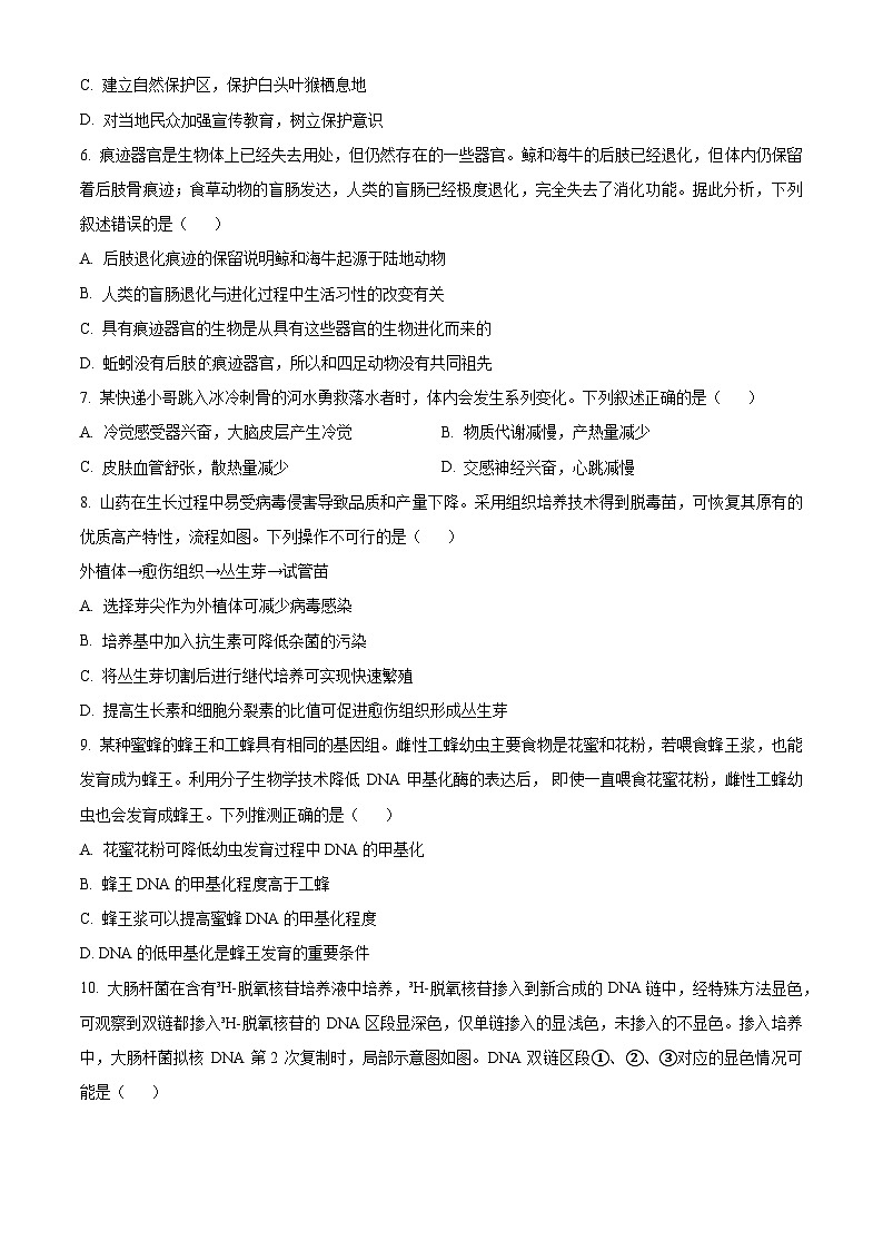 (网络收集版)2024年1月浙江省普通高校招生选考生物试题(含答案)02