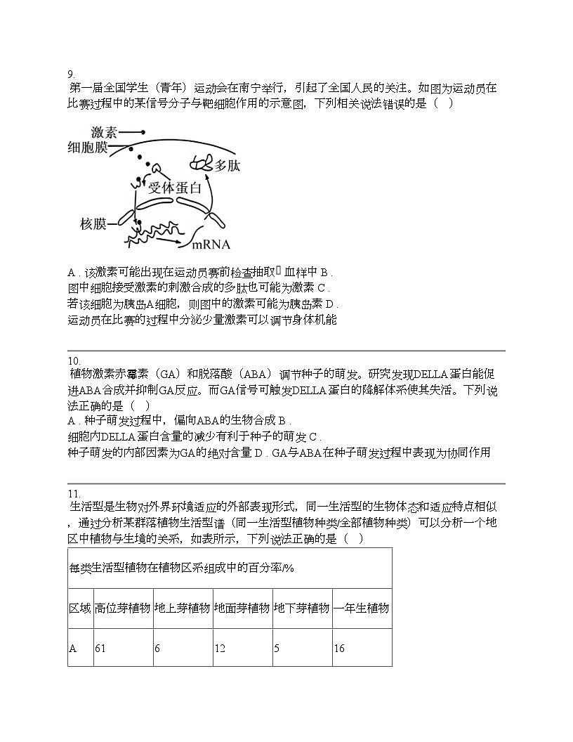 廣西壯族自治區(qū)部分市2024屆高三下學期第二次模擬考試生物試卷第3頁