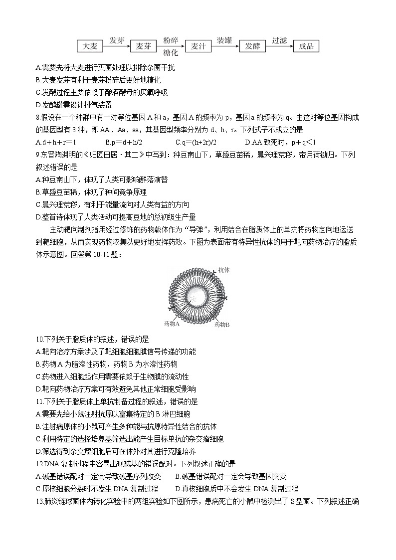 2024浙江省培优联盟高二下学期5月期中联考生物试题含解析02